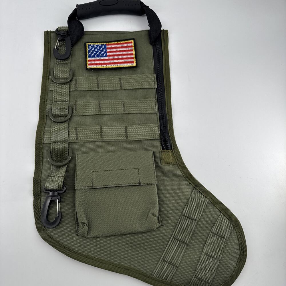 Christmas Stocking‎ US Military Tactical w/MOLLE Gear Webbing Green w/Clips